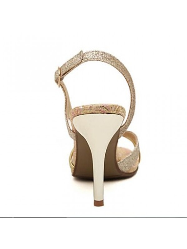 Women's Spring / Summer / Fall / Winter Heels / Pointed Toe / Open Toe Leather Dress / Party & Evening Stiletto Heel Buckle Gold