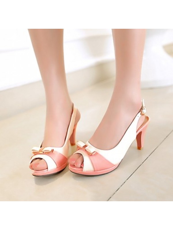 Women's Shoes Leatherette Stiletto Heel Peep Toe Sandals Wedding / Office & Career / Party