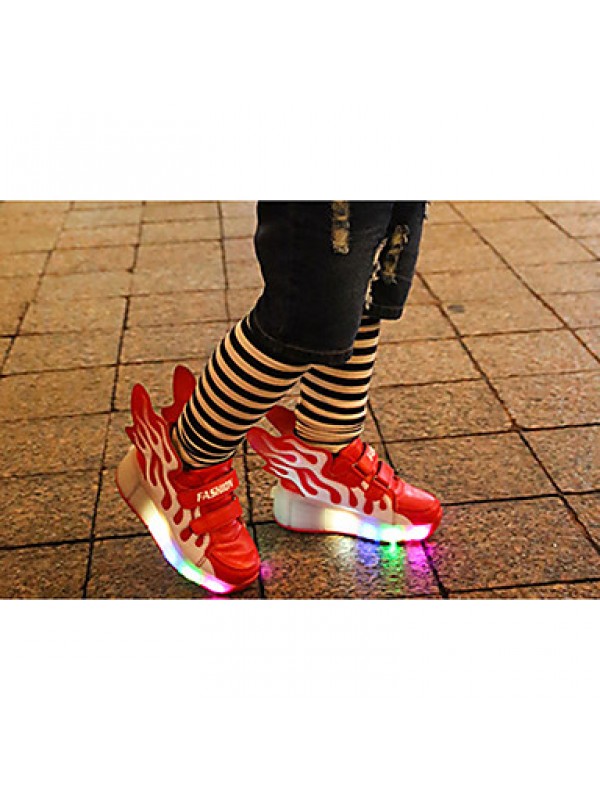 LED's Shoes Girl's Flats Summer Roller Skate Shoes PU Casual Flat Heel LED Blue / Yellow / Red Others  