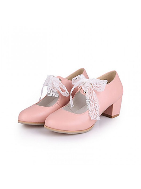 Girls' Shoes Casual Heels/Round Toe  Pumps/Heels Blue/Pink/White  