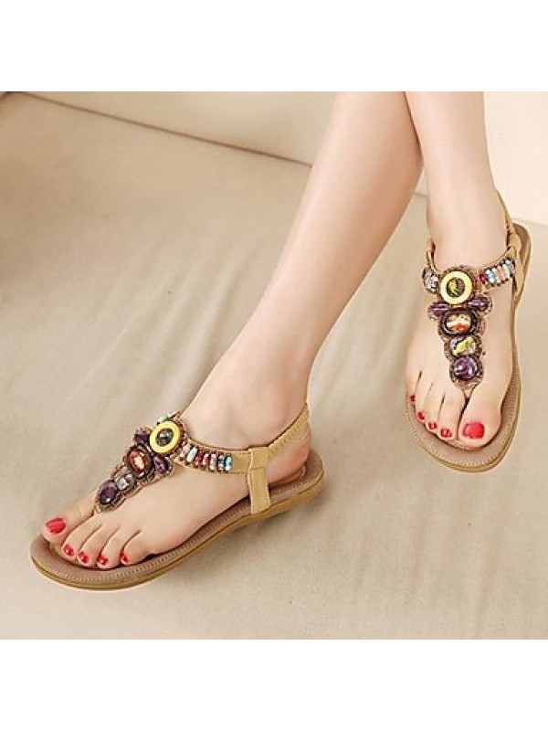 Women's Summer Slingback / Patent Leather Casual / Dress Flat Heel Sparkling Glitter Black / Blue / Khaki