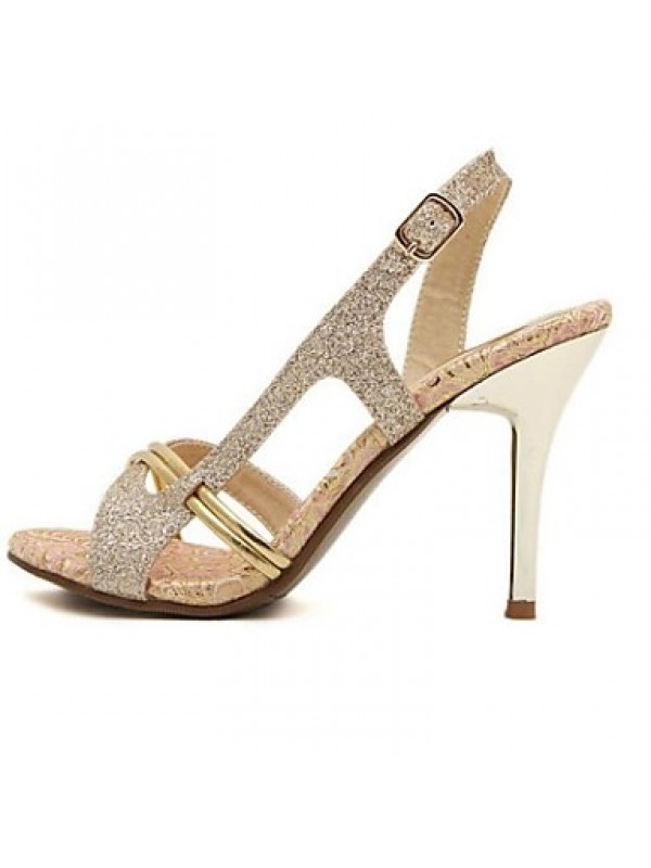 Women's Spring / Summer / Fall / Winter Heels / Pointed Toe / Open Toe Leather Dress / Party & Evening Stiletto Heel Buckle Gold
