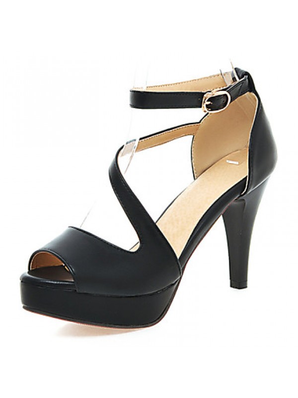 Women's Shoes Cone Heel Peep Toe / Platform Sandals Wedding / Dress Black / Blue / Pink / White / Beige