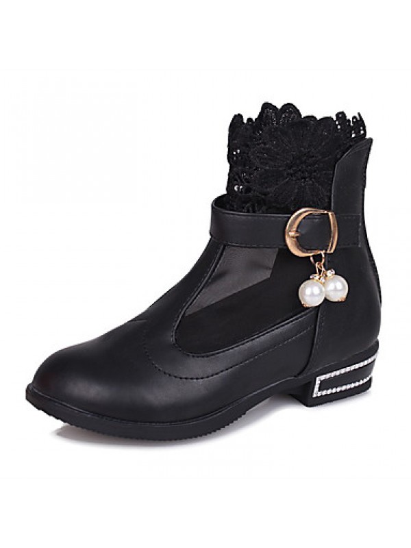 Girl's Boots Winter Comfort / Round Toe PU Dress Low Heel Others / Hook & Loop Black / Pink / Red Others  
