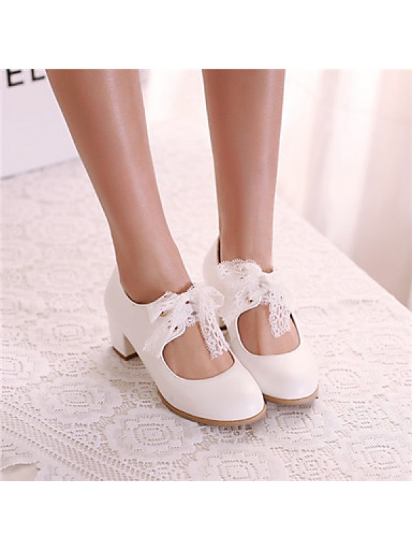 Girls' Shoes Casual Heels/Round Toe  Pumps/Heels Blue/Pink/White  