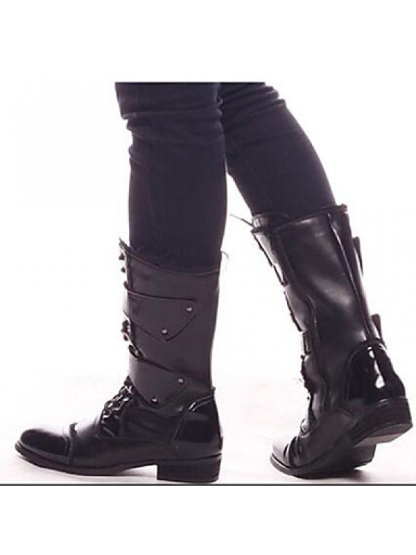 Shoes Outdoor / Office  Career / Party  Evening / Dress / Casual Canvas / Patent Leather Boots Black  