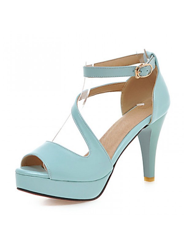 Women's Shoes Cone Heel Peep Toe / Platform Sandals Wedding / Dress Black / Blue / Pink / White / Beige