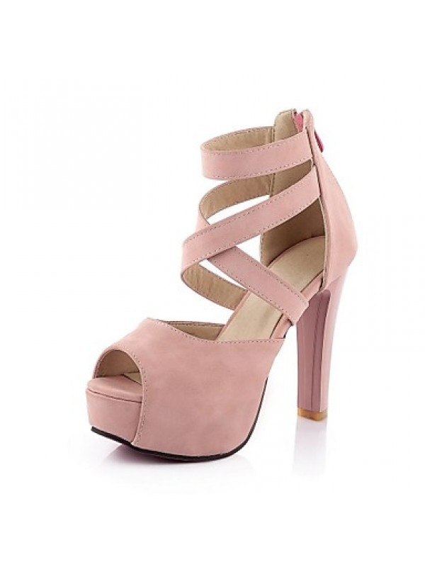 Women's Shoes Chunky Heel Heels/Platform Sandals Office & Career/Dress Pink/White/Beige