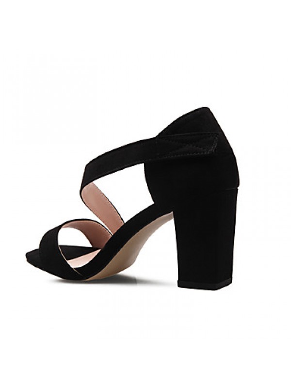 Women's Sandals Square Toe Fleece heels Chunky Summer Sandal with Magic Tape Dress/Casual More Colors Available