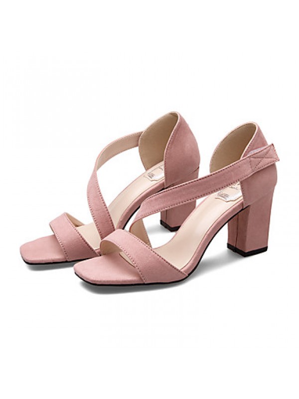 Women's Sandals Square Toe Fleece heels Chunky Summer Sandal with Magic Tape Dress/Casual More Colors Available